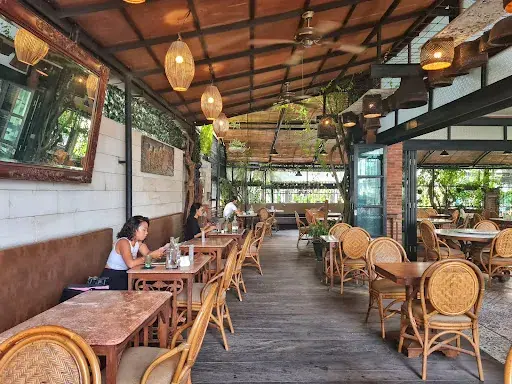 The seating area inside Bucu Umalas café